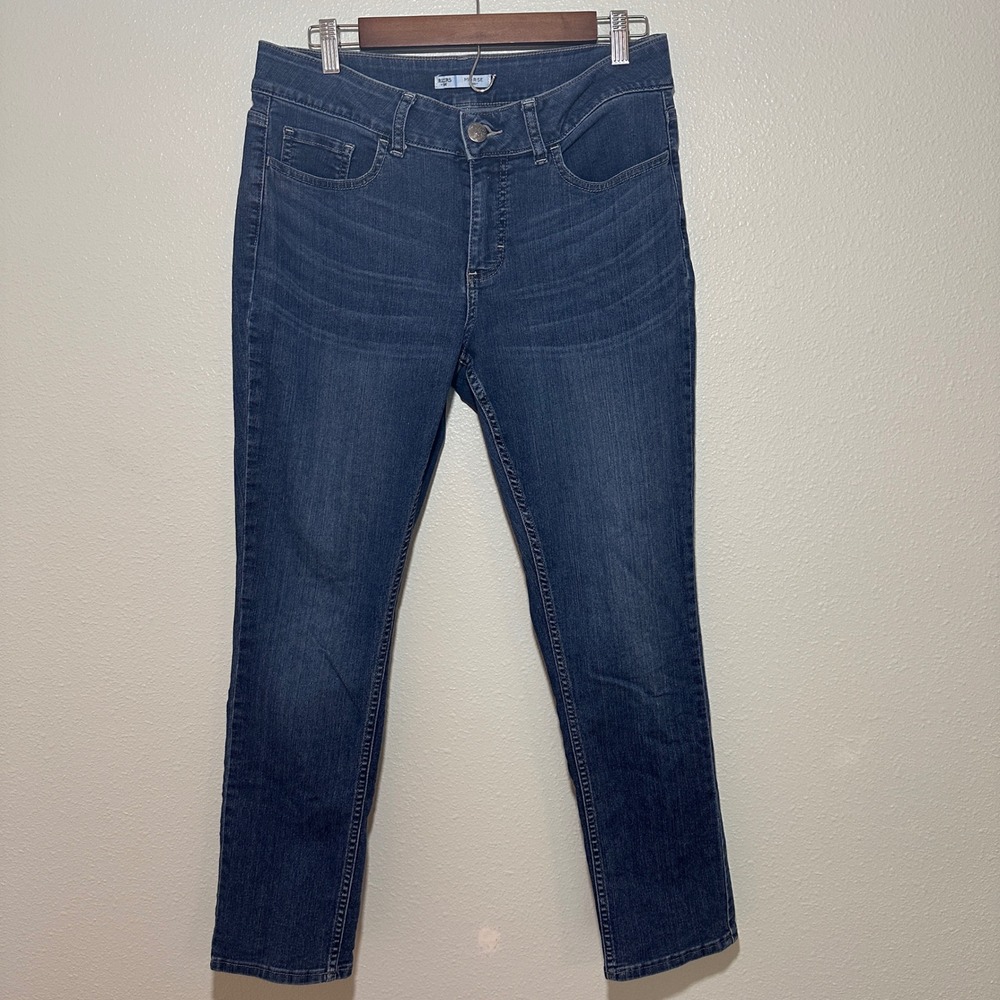 Riders by Lee Womens Mid Rise Skinny Jeans Dark Wash Blue Denim 12P Petite
